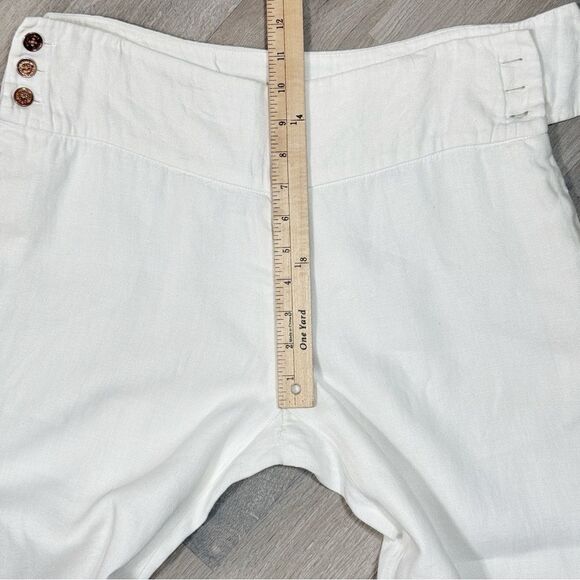 Lauren Ralph Lauren Linen Sailor Button Wide Leg Crop Trouser Pants White 6 - Picture 12 of 14